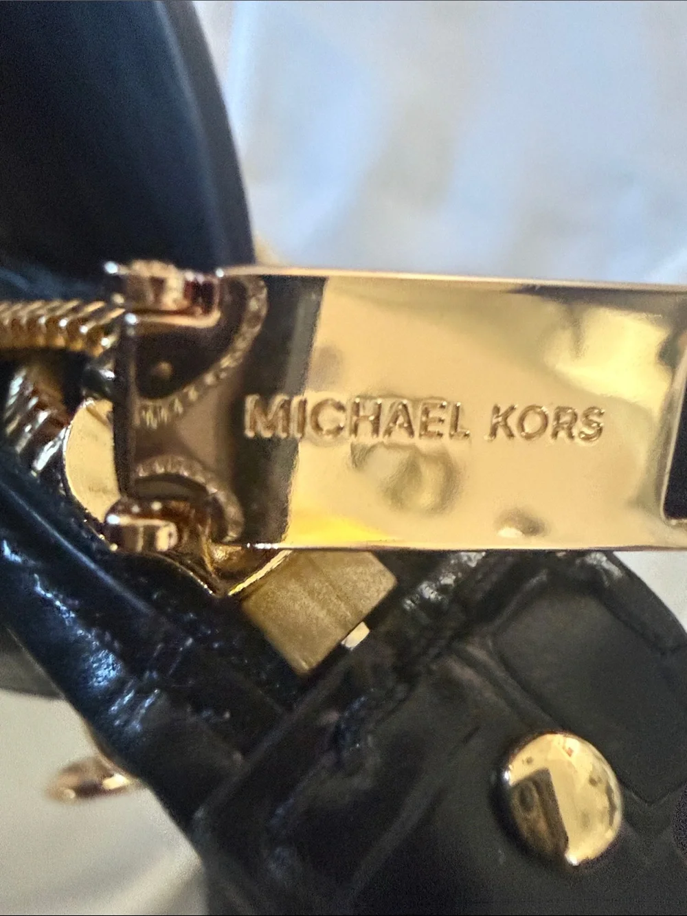 Michael Kors Black Zebra Leopard Crossbody with Red Stripes